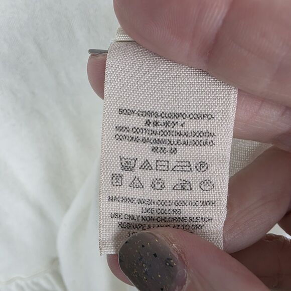 We the Free People  Anytime Tank Top Peplum Ivory/ Off-White   size LARGE - Picture 5 of 7